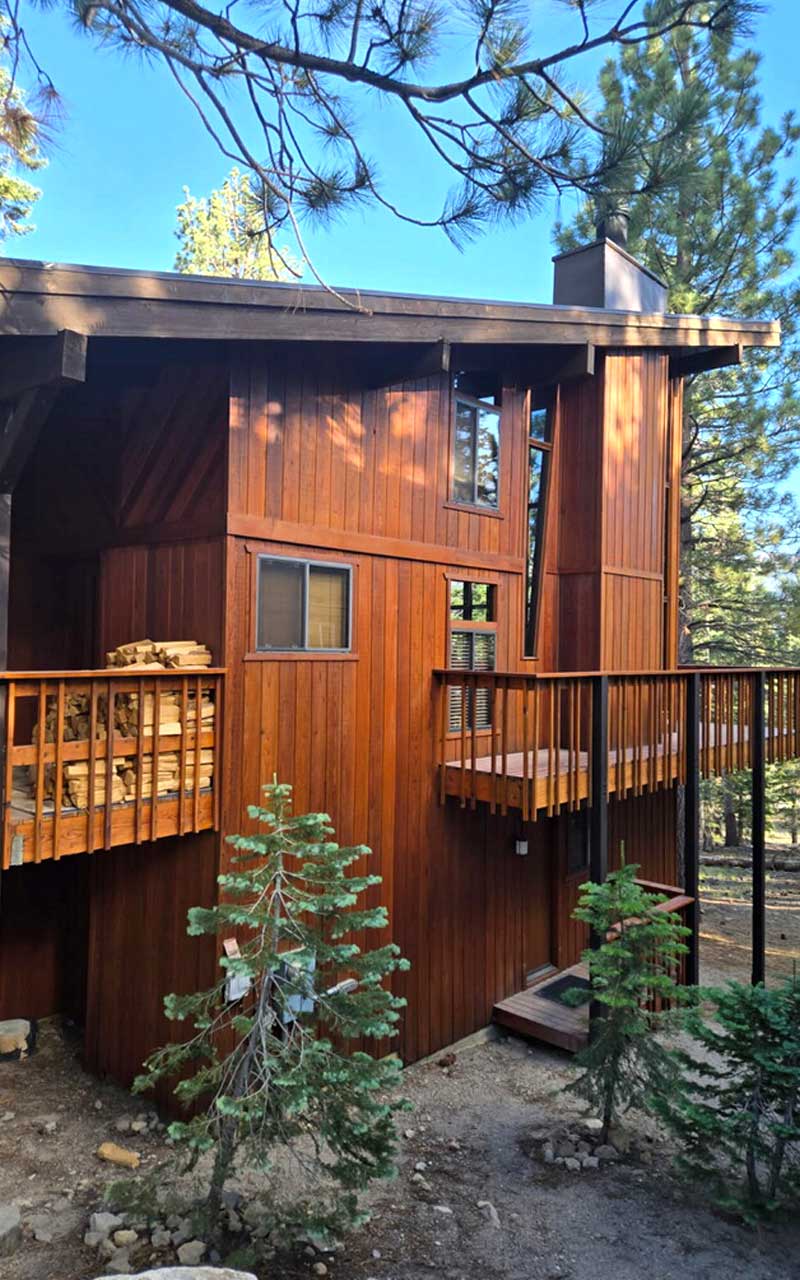 Cabin exterior stain painting